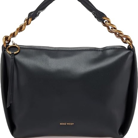 Nine West Black Hobo‎ Shoulder Bag with Gold Hardware - Picture 1 of 11